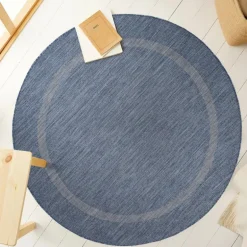 Relax Rund Udendørs tæppe Ensfarvet - Blå