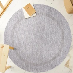 Relax Rund Udendørs tæppe Ensfarvet - Sølv