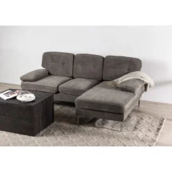 Remis 3 personers chaiselongsofa - Krom og Mørkegrå