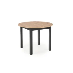 RINGO Rundt spisebord med udtræk 102cm udvides til 142cm - kunstig eg / Sort