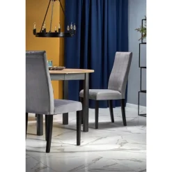 RINGO Rundt spisebord med udtræk 102cm udvides til 142cm - kunstig eg / Sort