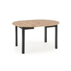 RINGO Rundt spisebord med udtræk 102cm udvides til 142cm - kunstig eg / Sort