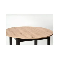 RINGO Rundt spisebord med udtræk 102cm udvides til 142cm - kunstig eg / Sort