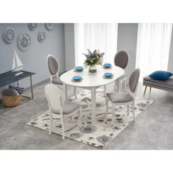 RINGO Rundt spisebord med udtræk 102cm udvides til 142cm - Hvid