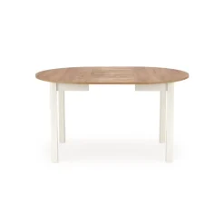 RINGO Rundt spisebord med udtræk 102cm udvides til 142cm - Håndværk eg og Hvid