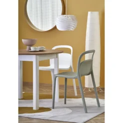 RINGO Rundt spisebord med udtræk 102cm udvides til 142cm - Håndværk eg og Hvid