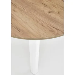 RINGO Rundt spisebord med udtræk 102cm udvides til 142cm - Håndværk eg og Hvid