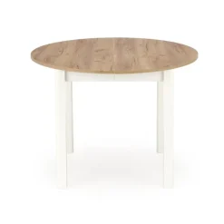 RINGO Rundt spisebord med udtræk 102cm udvides til 142cm - Håndværk eg og Hvid