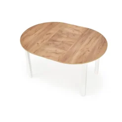 RINGO Rundt spisebord med udtræk 102cm udvides til 142cm - Håndværk eg og Hvid