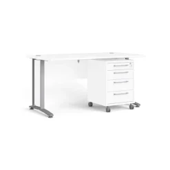 Rio skrivebord 150cm med skuffesektion Hvid