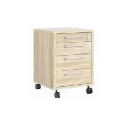 Rio skuffesektion på hjul med 4 skuffer - Natur egetræsfiner