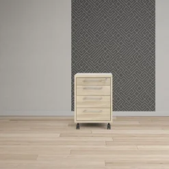 Rio skuffesektion på hjul med 4 skuffer - Natur egetræsfiner