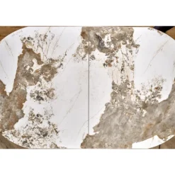 ROBINSON Spisebord med udtræk, Beige marmor / Cappuccino / Sort