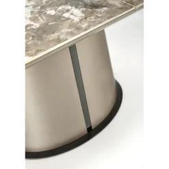 ROBINSON Spisebord med udtræk, Beige marmor / Cappuccino / Sort