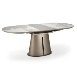 ROBINSON Spisebord med udtræk, Beige marmor / Cappuccino / Sort