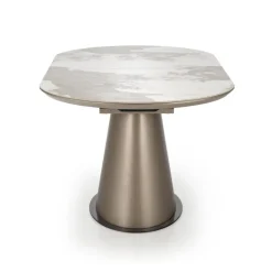 ROBINSON Spisebord med udtræk, Beige marmor / Cappuccino / Sort