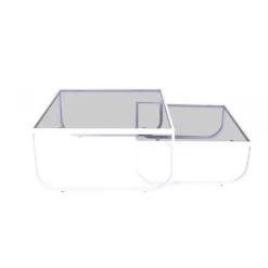 Rocker Sofaborde Sæt af 2 - Hvid / Grå Røget Glas - Grå og Hvid