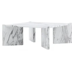 Rogaland Sofabord 100x100cm - Hvid Marmorlook