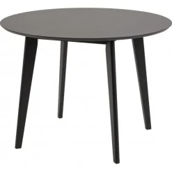 Roxby Spisebord Top mat sort acryl lak egefiner, Stel mat sort Ø105cm