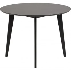 Roxby Spisebord Top mat sort acryl lak egefiner, Stel mat sort Ø105cm