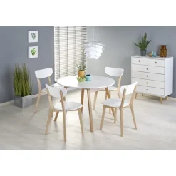 RUBEN Rundt spisebord med udræk 102cm udvides til 142cm - Hvid