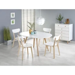 RUBEN Rundt spisebord med udræk 102cm udvides til 142cm - Hvid