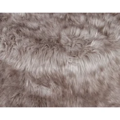 Rund imiteret lammeskinds puf i lysegrå