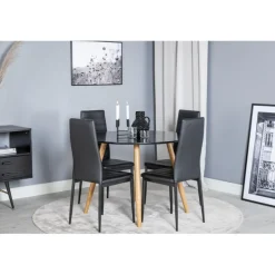 Rundt Ø100cm Spisebordssæt Plaza med stole Slim
