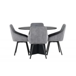 Rundt Spisebordssæt Bootcut med stole Rosie - Sort og Grå