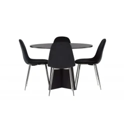 Rundt Spisebordssæt Bootcut med stole Polar - Sort