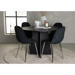 Rundt Spisebordssæt Bootcut med stole Polar - Sort
