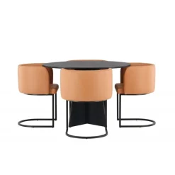 Rundt Spisebordssæt Bootcut med stole Simrishamn - Sort og Brun