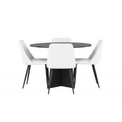 Rundt Spisebordssæt Bootcut med stole Night - Sort og Hvid