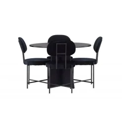 Rundt Spisebordssæt Bootcut med stole Stella - Sort