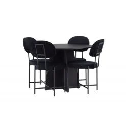 Rundt Spisebordssæt Bootcut med stole Stella - Sort