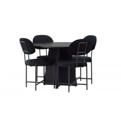 Rundt Spisebordssæt Bootcut med stole Stella - Sort