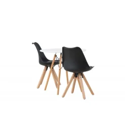 Rundt Spisebordssæt Danburi med Zeno stole - Sort og Hvid