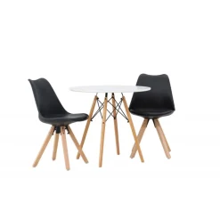 Rundt Spisebordssæt Danburi med Zeno stole - Sort og Hvid