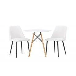 Rundt Spisebordssæt Danburi med stole Night - Hvid