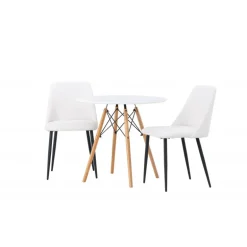 Rundt Spisebordssæt Danburi med stole Night - Hvid