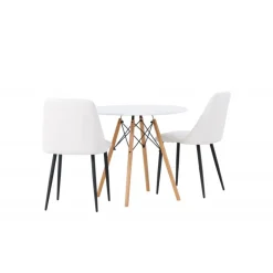 Rundt Spisebordssæt Danburi med stole Night - Hvid