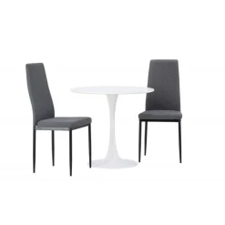 Rundt Spisebordssæt Hamden med 2 stole Petra