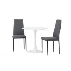 Rundt Spisebordssæt Hamden med 2 stole Petra