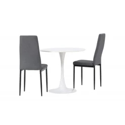 Rundt Spisebordssæt Hamden med 2 stole Petra