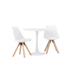 Rundt Spisebordssæt Hamden med 2 stole Zeno