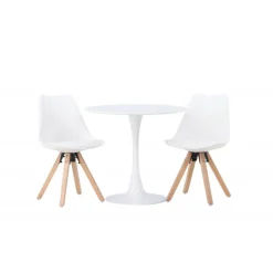 Rundt Spisebordssæt Hamden med 2 stole Zeno