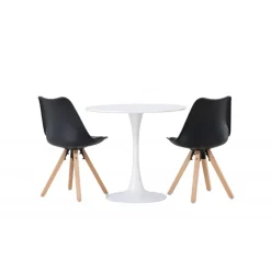 Rundt Spisebordssæt Hamden med 2 stole Zeno