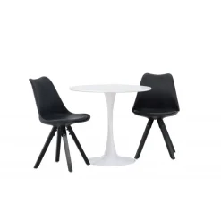 Rundt Spisebordssæt Hamden med 2 stole Zeno