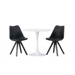 Rundt Spisebordssæt Hamden med 2 stole Zeno