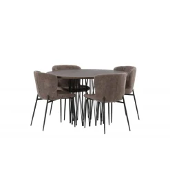 Rundt Spisebordssæt i Sten - Beige og Mocca